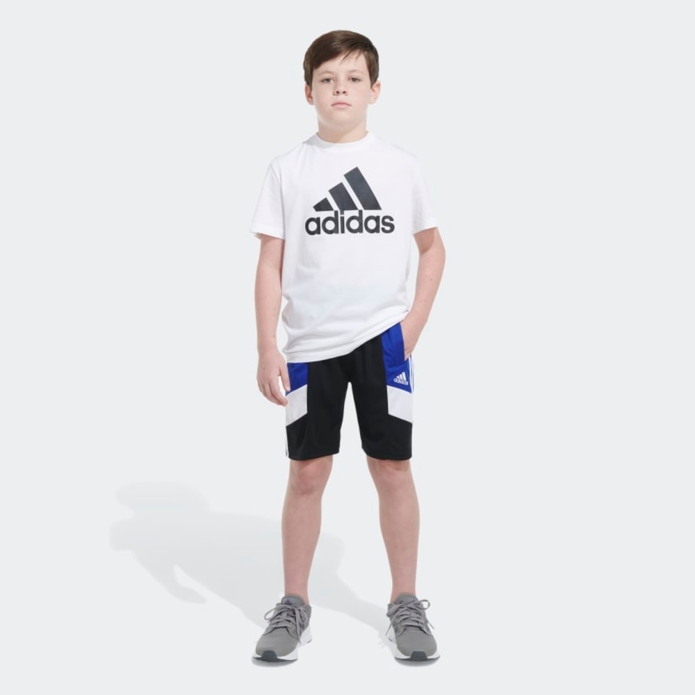 Adidas ELASTIC WAISTBAND SPORTSWEAR COLOR BLOCK SHORTS - Boys Size 8